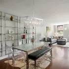 Lámpara colgante de hierro cromado con pedrería, fabricada en Italia para decoración de interiores - África Viadurini