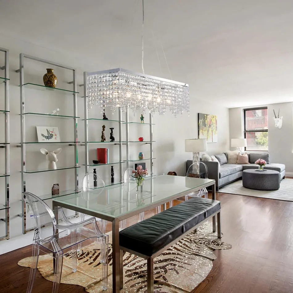 Lámpara colgante de hierro cromado con pedrería, fabricada en Italia para decoración de interiores - África Viadurini