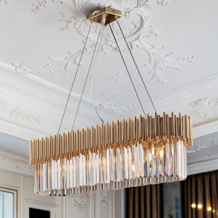 Colgante de hierro dorado con diamantes de imitación. Hecho en Italia - París. Viadurini