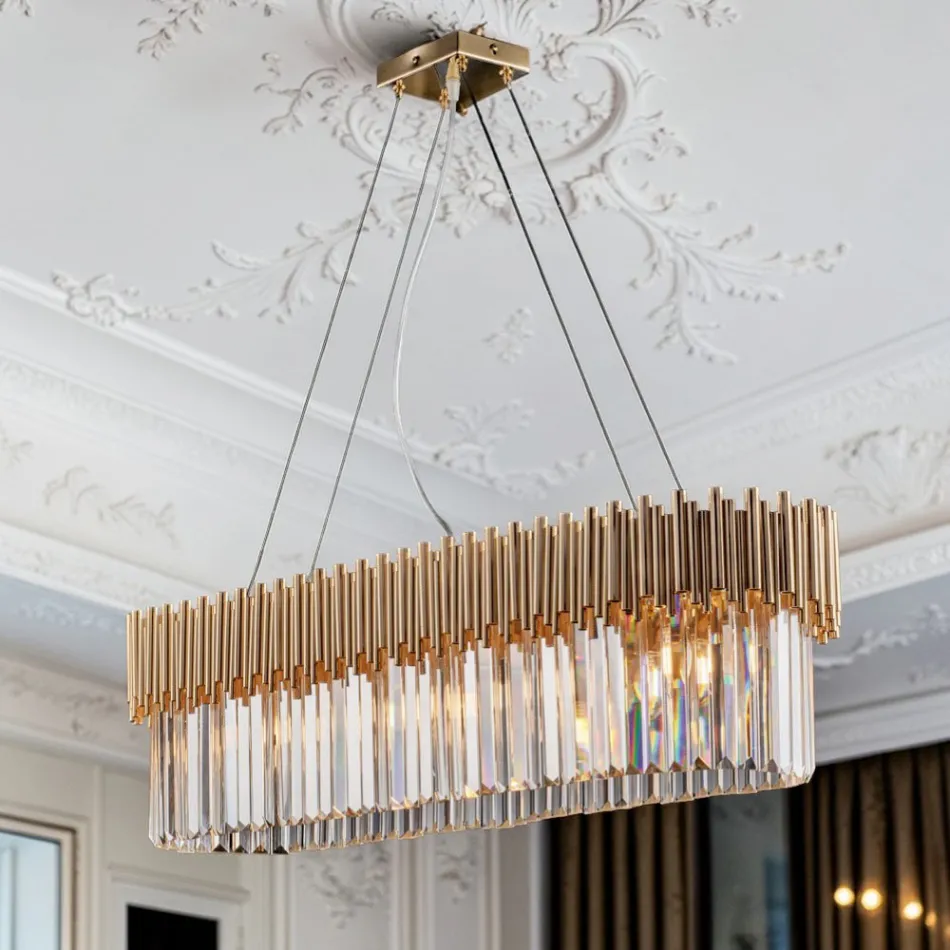 Colgante de hierro dorado con diamantes de imitación. Hecho en Italia - París. Viadurini