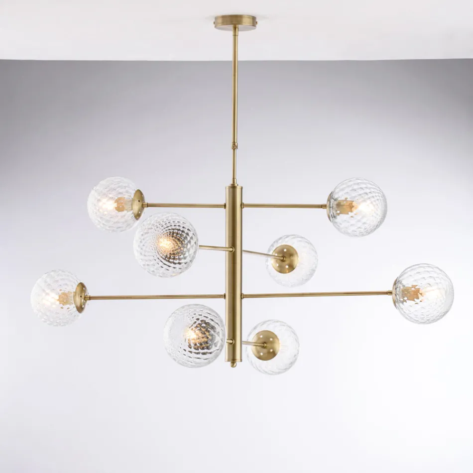 Lámpara colgante de hierro para decoración de interiores, fabricada en Italia - Creta Viadurini