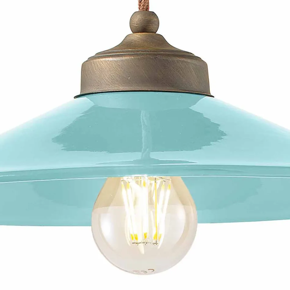 Suspensión de cerámica y bajadas Britney Ferroluce latón antiguo Viadurini