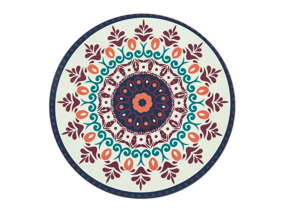 Platos redondos de plástico de colores con decoraciones persas 12 piezas - Persia Viadurini
