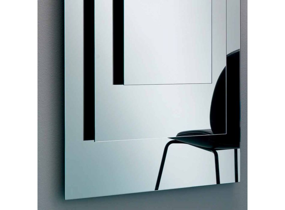 Espejo de pared de tres capas y estructura negra Diseño italiano - Plaudio Viadurini