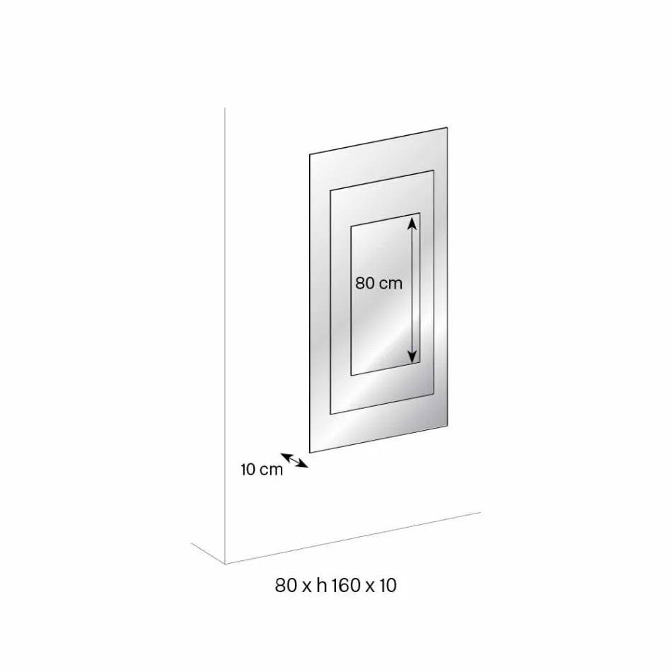 Espejo de pared de tres capas y estructura negra Diseño italiano - Plaudio Viadurini