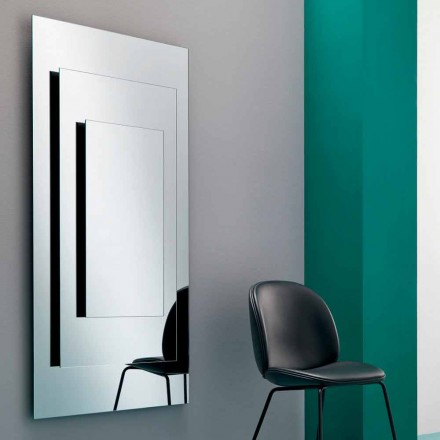 Espejo de pared de tres capas y estructura negra Diseño italiano - Plaudio Viadurini