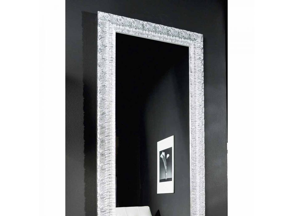 Espejo de pared de plata, madera dorada moderna producida en Italia Teodoro Viadurini