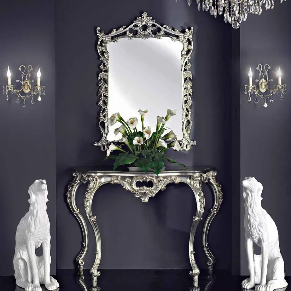 Espejo de pared, consola de madera y piano hecho a mano en Italia Giacomo. Viadurini