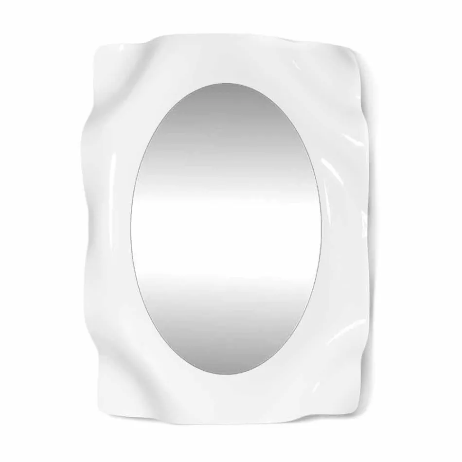 Espejo de pared diseño moderno blanco leche Diva, hecho en Italia. Viadurini