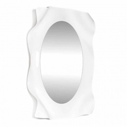 Espejo de pared diseño moderno blanco leche Diva, hecho en Italia. Viadurini