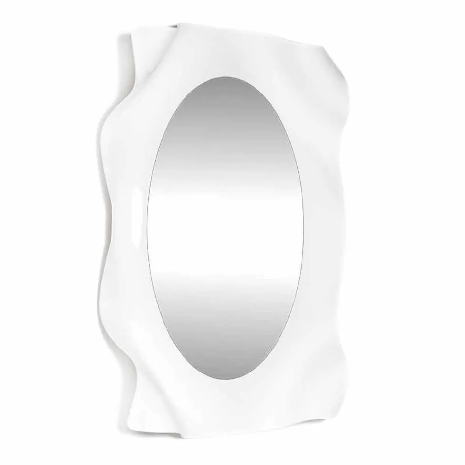 Espejo de pared diseño moderno blanco leche Diva, hecho en Italia. Viadurini