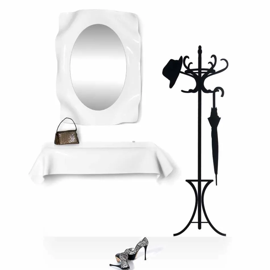 Espejo de pared diseño moderno blanco leche Diva, hecho en Italia. Viadurini