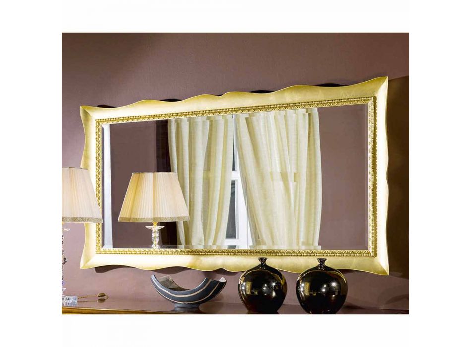 Espejo de pared hecho a mano en madera de oro o plata hecho en Italia Luigi Viadurini