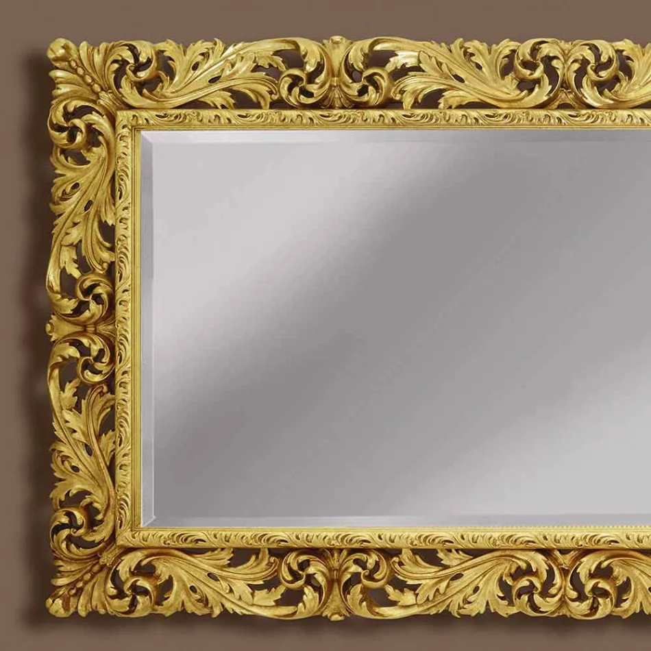 Espejo de pared de madera con líneas modernas hechas a mano en Italia Alex Viadurini