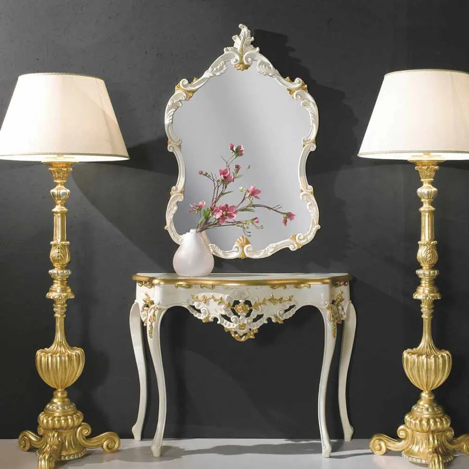 Espejo de pared de abeto, consola, hecho en Italia. Viadurini