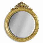 Espejo de pared de madera de abeto, friso italiano hecho por Elia Viadurini