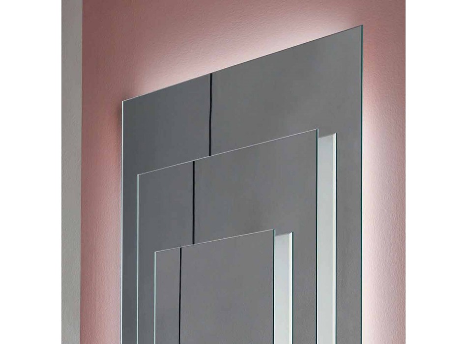 Espejo de pared de piso con luz led y estructura blanca, 3 capas - Plaudio Viadurini