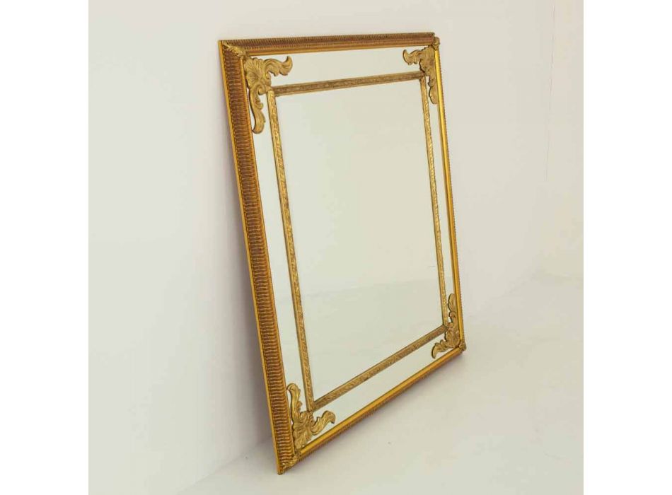 Espejo de pared rectangular de madera, producido en Italia, Valentino Viadurini