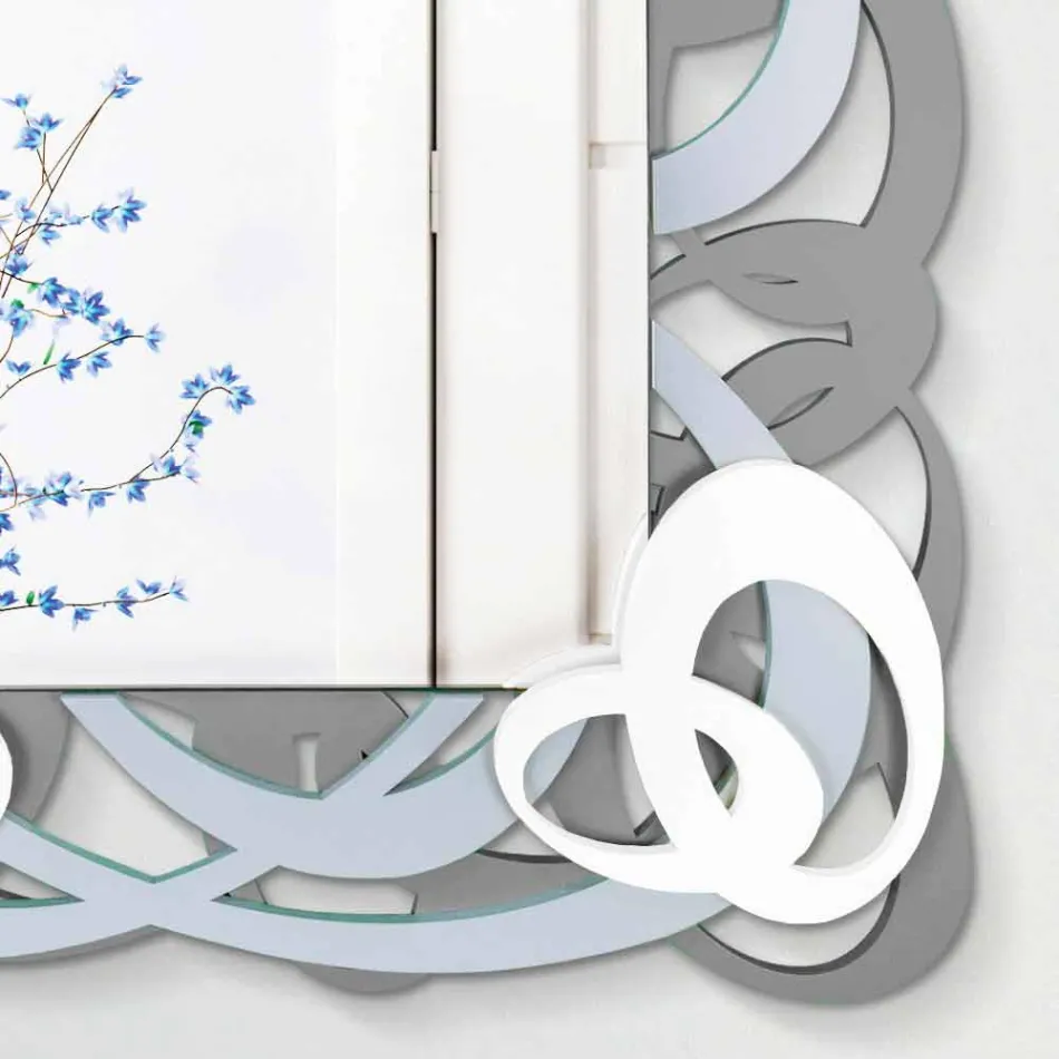 Espejo de pared de madera de color rectangular de diseño moderno - Amalga Viadurini