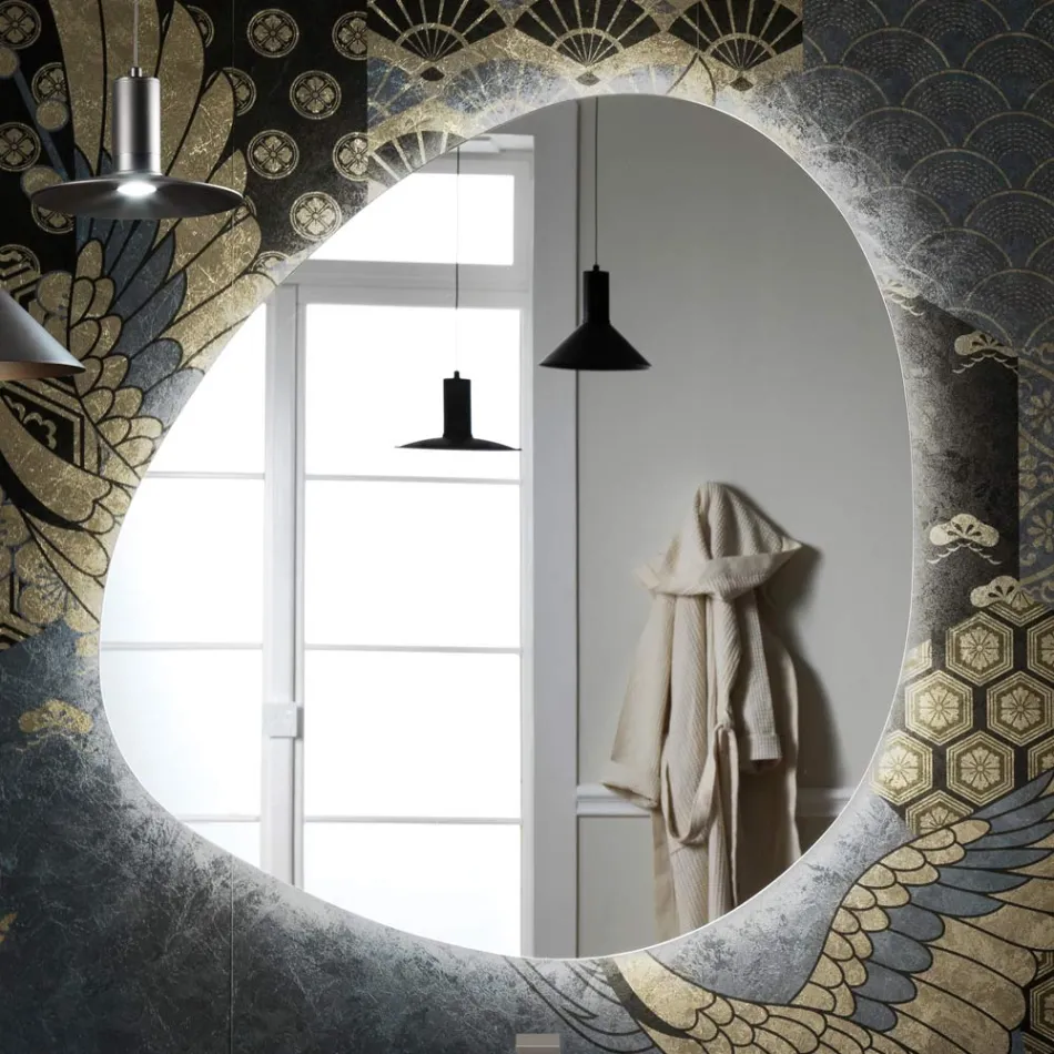 Espejo con retroiluminación LED reversible Made in Italy - Hablar Viadurini