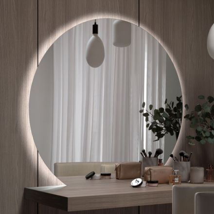 Espejo con retroiluminación LED Solo en el lado circular Made in Italy - Make Viadurini