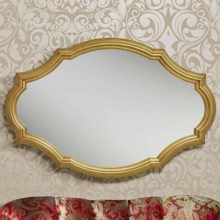 Moderno espejo de pared de plata o oro en madera hecho en Italia Davide Viadurini