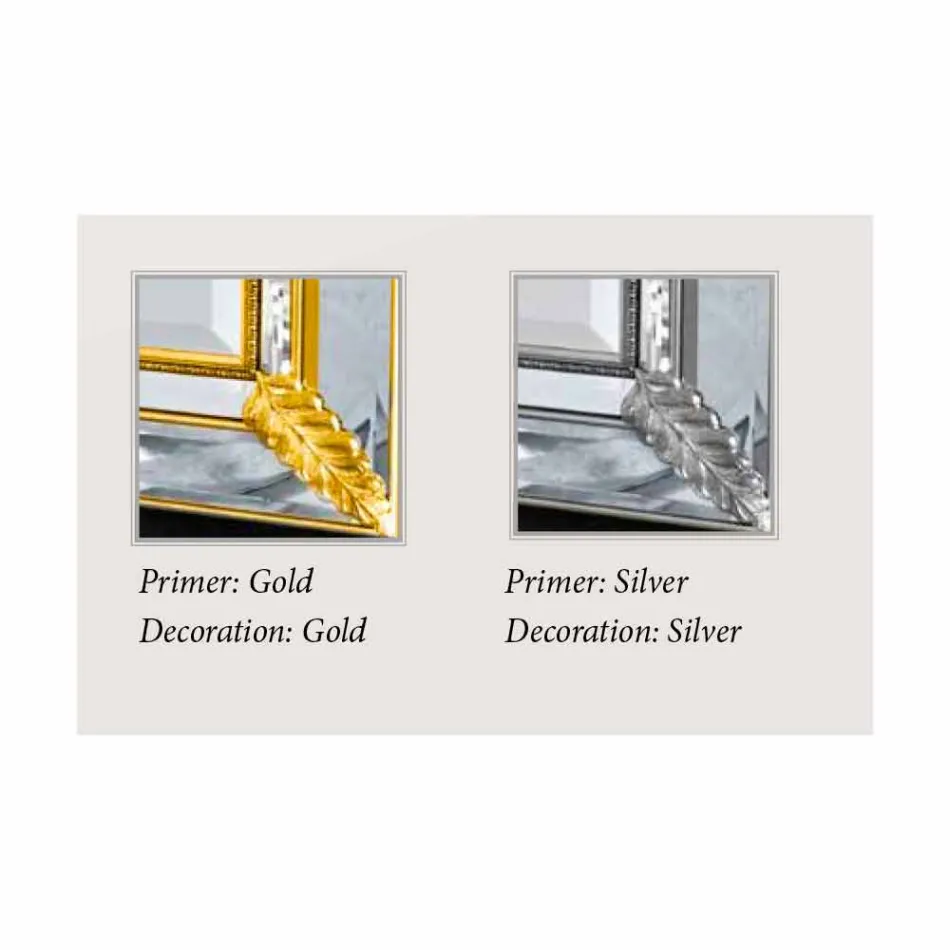 Espejo de pared en madera de plata / oro, completamente hecho a mano en Italia, Samuele Viadurini