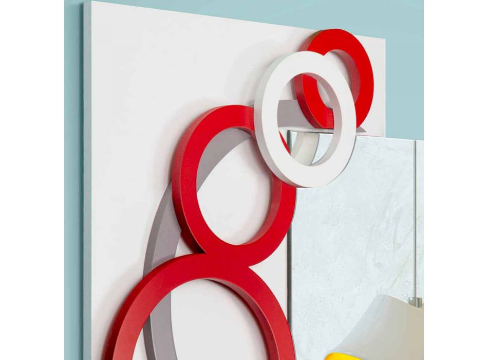 Espejo de pared de diseño moderno blanco rojo gris de madera - Ilusión Viadurini