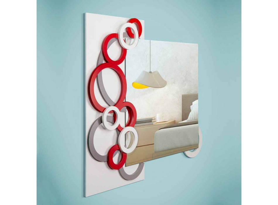 Espejo de pared de diseño moderno blanco rojo gris de madera - Ilusión Viadurini