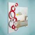 Espejo de pared de diseño moderno blanco rojo gris de madera - Ilusión