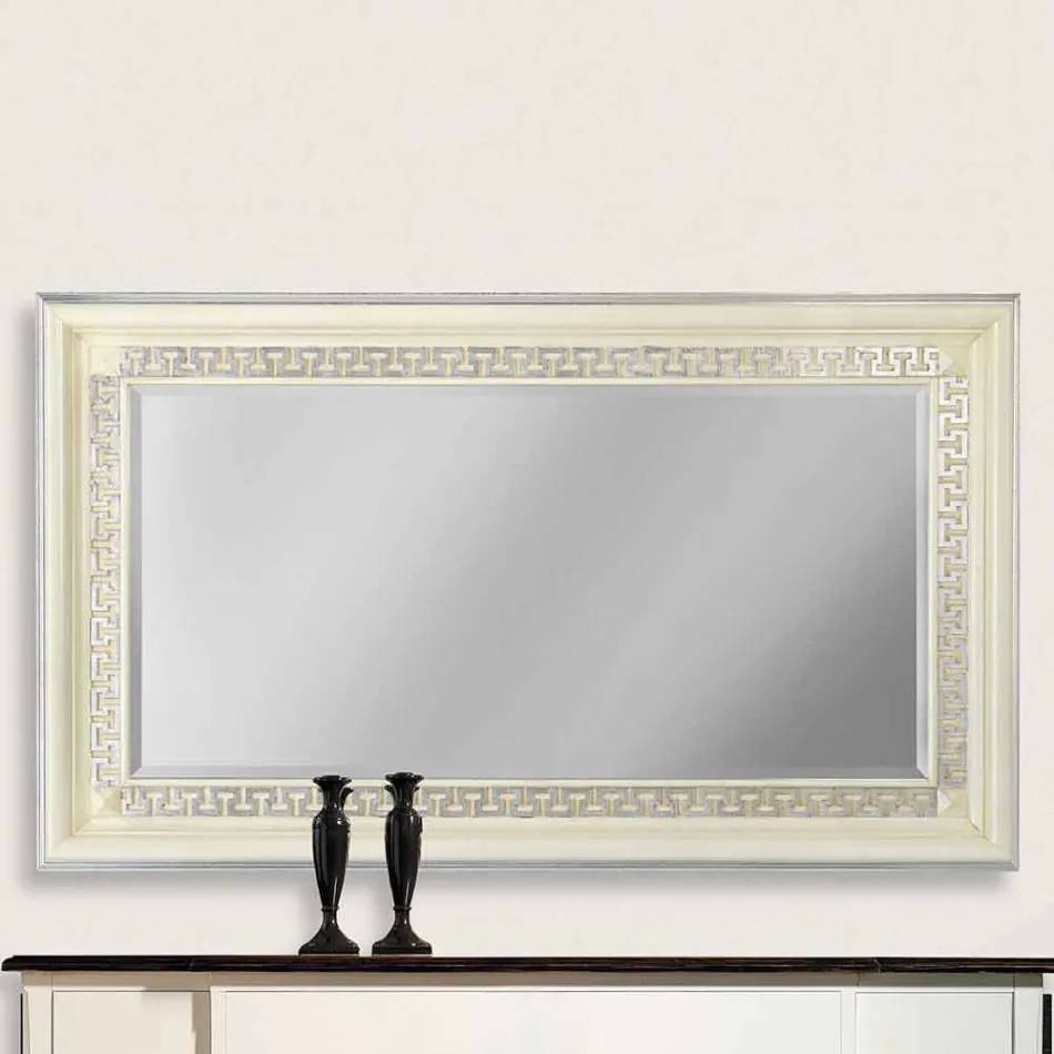 Espejo de pared hecho a mano en madera de abeto en Italia Maicol Viadurini