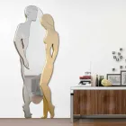 espejo de pared de MDF diseño moderno del hombre y de la mujer de la mano en forma de Viadurini