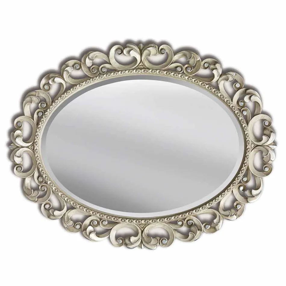 Espejo de pared de madera de abeto hecho a mano moderno hecho en Italia Darío Viadurini