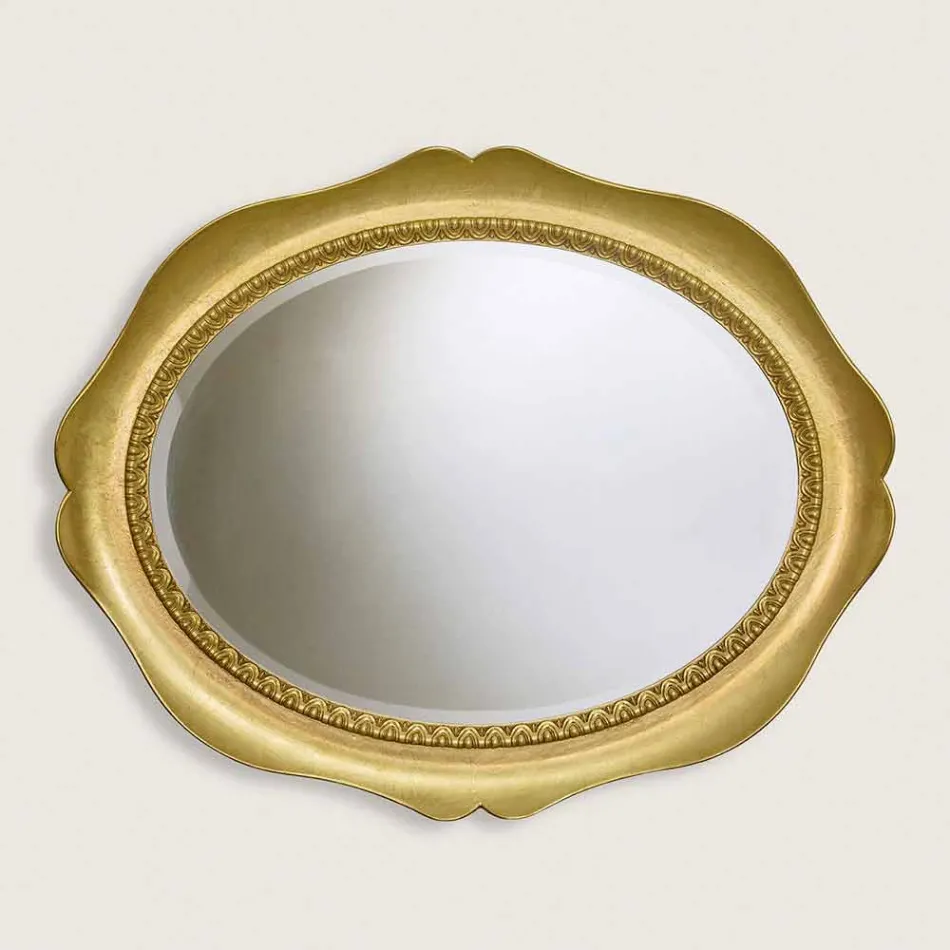 Espejo de pared de madera de abeto hecho a mano en Italia Franco Viadurini