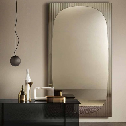 Espejo de pared moderno con espejo de color bronce Hecho en Italia - Bandolero Viadurini