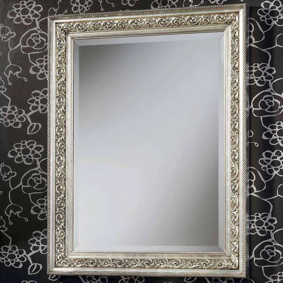 Moderno espejo de pared en madera hecho a mano en Italia Piero Viadurini