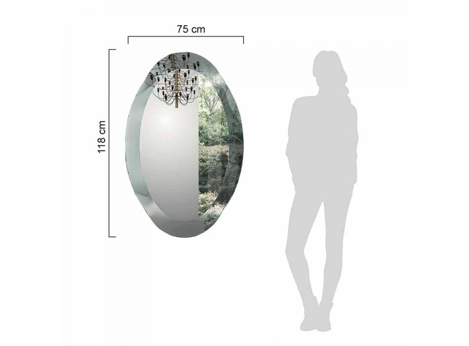 Espejo de pared ovalado en cristal ondulado Made in Italy - Eclisse Viadurini