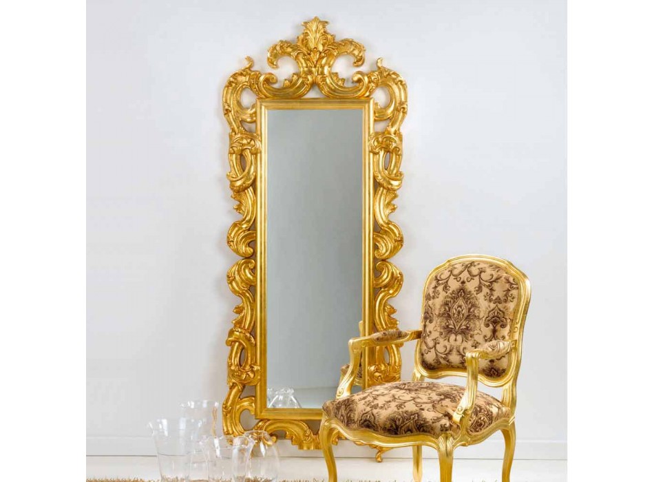 piso de espejo / pared de diseño clásico, pan de oro acabado Guerin Viadurini