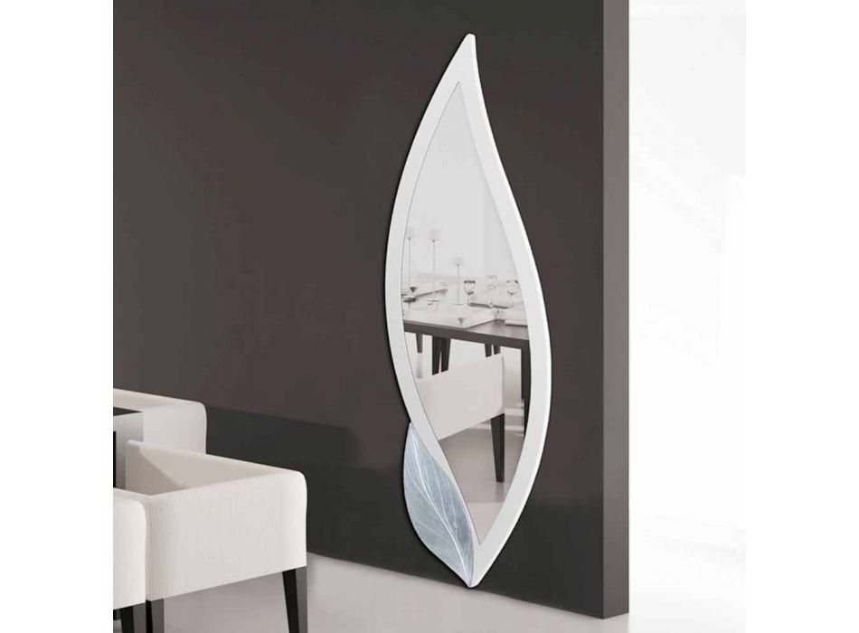 Espejo de diseño de marfil en forma de pétalo y argento Ellen Viadurini
