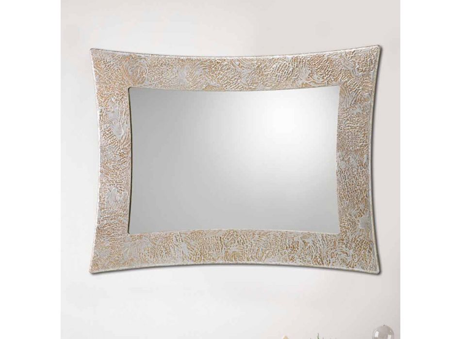 Espejo de pared en resina y hoja de plata de Venecia Viadurini