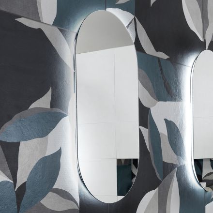 Espejo de alambre pulido de forma irregular retroiluminado Made in Italy - Estudio Viadurini