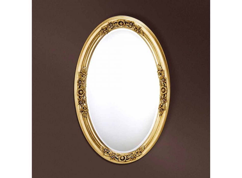 Espejo ovalado moderno de madera hecho a mano en Italia Federico Viadurini