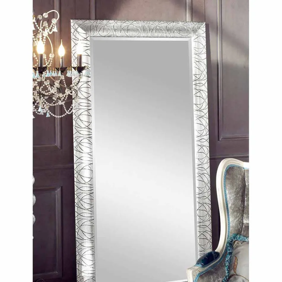 Espejo de pared rectangular de madera de abeto hecho en Italia Achille Viadurini