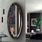 Espejo de diseño ovalado con marco efecto mármol Made in Italy - Denisse Viadurini