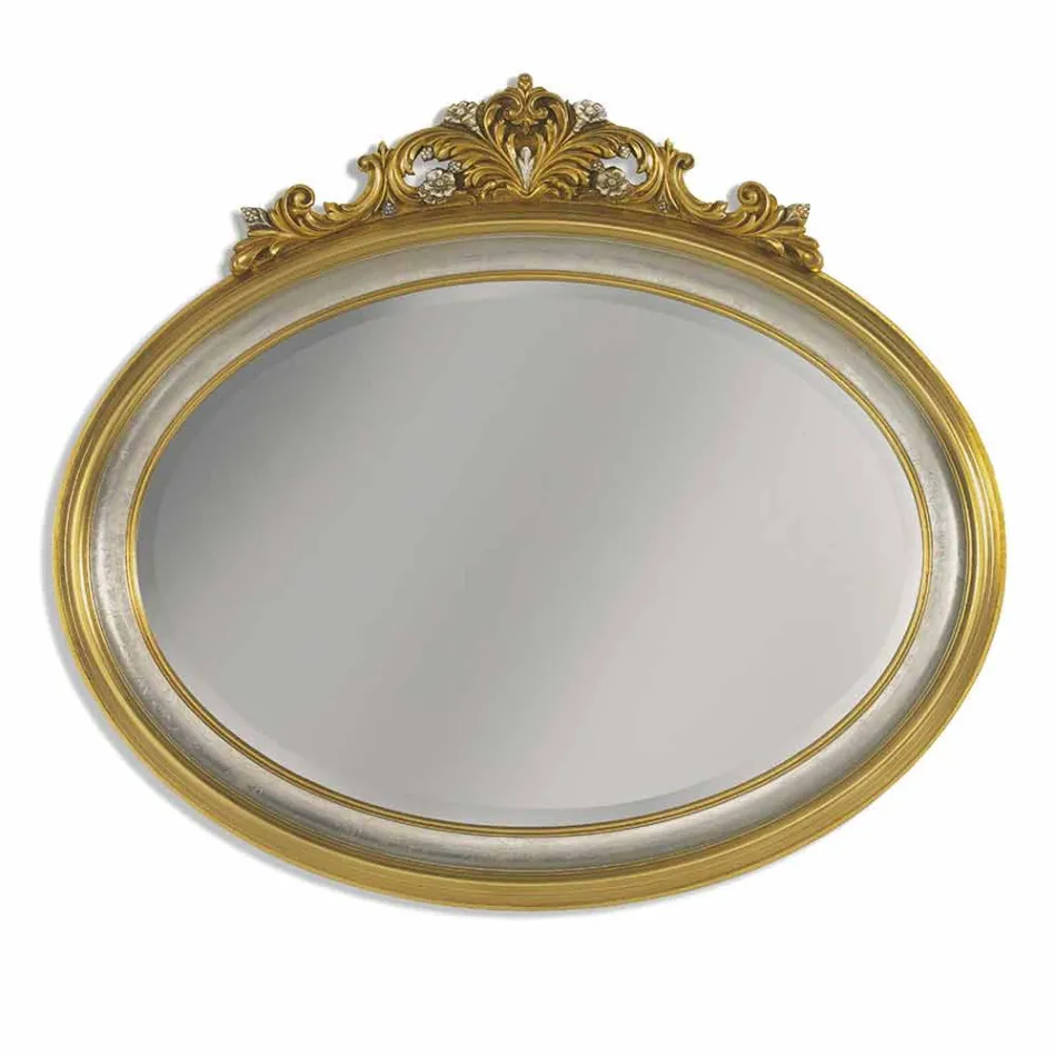 Espejo de pared de resina de friso y madera de abeto hecho en Italia Alberto Viadurini