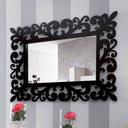 Espejo de pared rectangular grande de diseño moderno en madera negra - Manola Viadurini