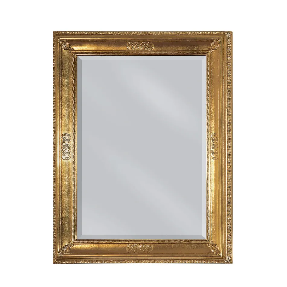 Espejo rectangular en pan de oro ligeramente envejecido Made in Italy - Abeona Viadurini