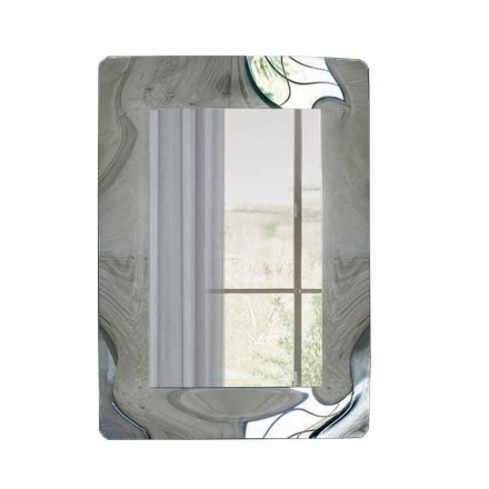 Espejo rectangular moderno con marco de vidrio curvado Made in Italy - Vira Viadurini