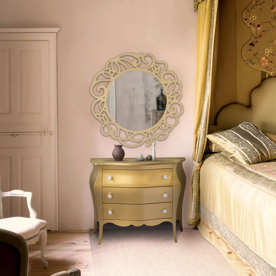 Espejo redondo con diseño calado Made in Italy - Ferona Viadurini