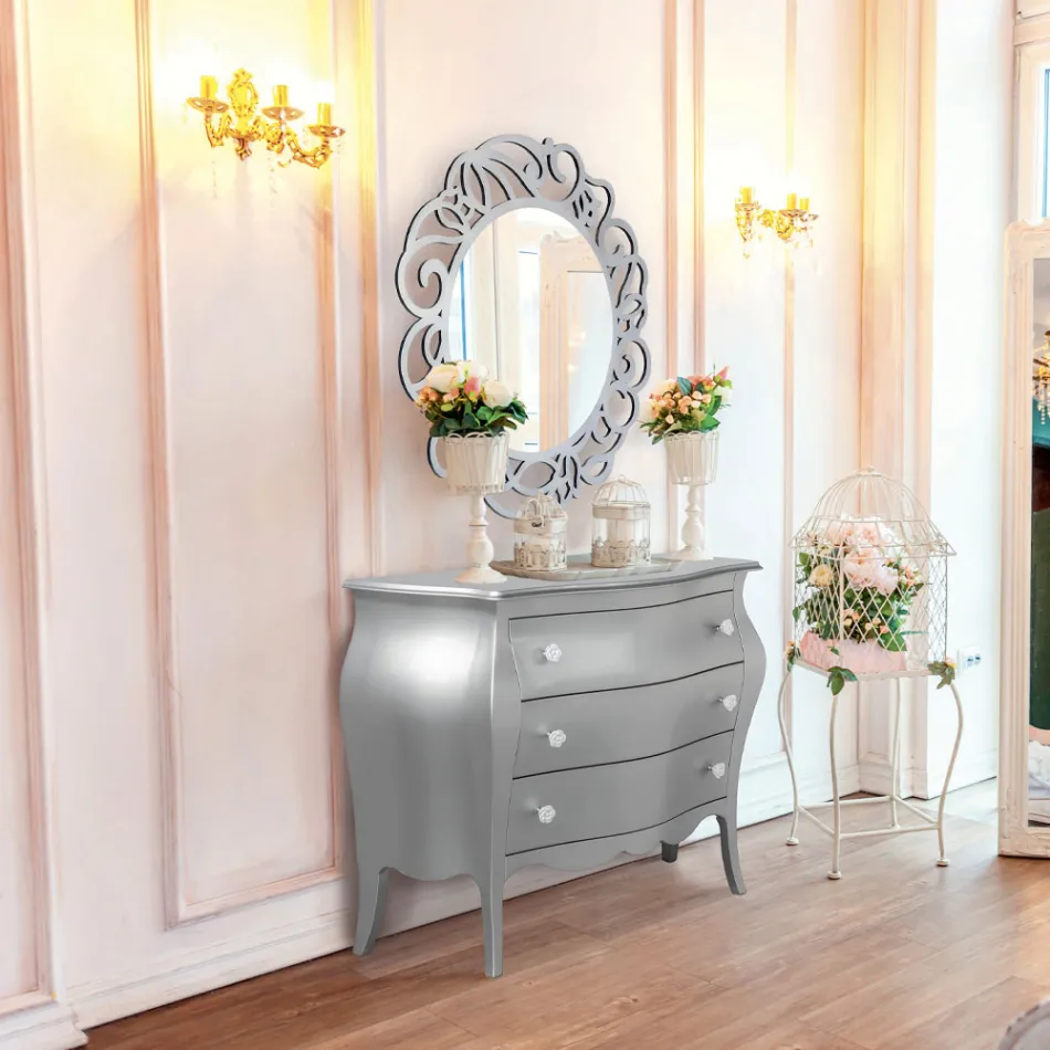 Espejo redondo con diseño calado Made in Italy - Ferona Viadurini